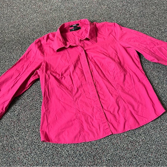 STYLE & CO Maroon Red Pink Petite Stretch Blouse Button Down Cotton Shirt Top 16 - Picture 13 of 15